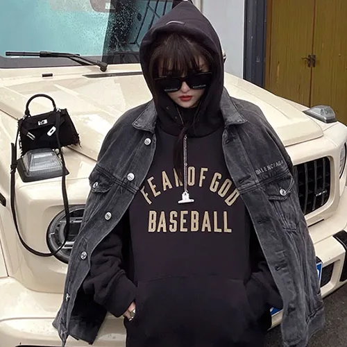 FEAR OF GOD FOG 7TH 第七季主線 BASEBALL 字母植絨印花高街男女情侶抓絨連帽衛衣 FEAR OF GOD FOG 7TH 第七季主線 BASEBALL 字母植絨印花高街男女情侶抓絨連帽衛衣