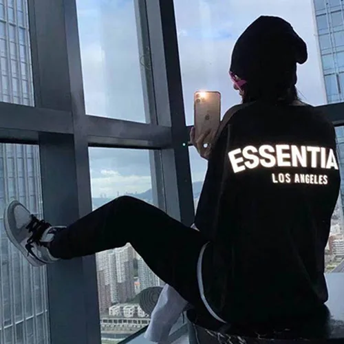 FOG FEAR OF GOD 複線 ESSENTIALS 洛杉磯 LA 限定反光高街男女圓領短袖T恤