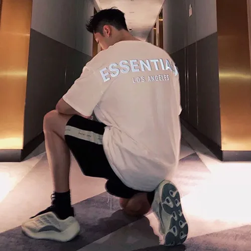 FOG FEAR OF GOD 複線 ESSENTIALS 洛杉磯 LA 限定反光高街男女圓領短袖T恤