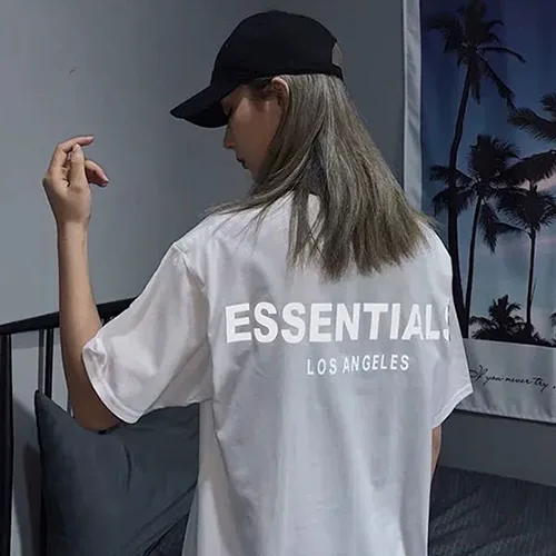 FOG FEAR OF GOD 複線 ESSENTIALS 洛杉磯 LA 限定反光高街男女圓領短袖T恤