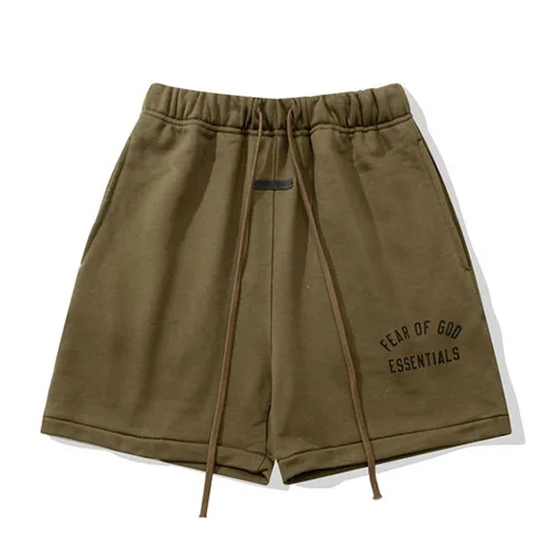 FEAR OF GOD FOG ESSENTIALS 複線高街男女夏季寬鬆短褲純棉五分褲 常青綠