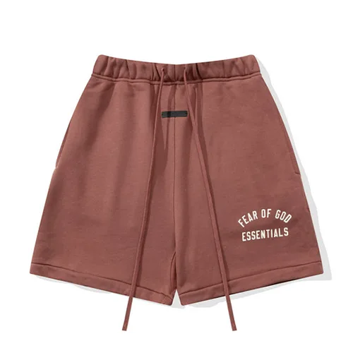 FEAR OF GOD FOG ESSENTIALS 複線高街男女夏季寬鬆短褲純棉五分褲 緋光紅