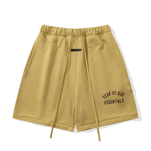 FEAR OF GOD FOG ESSENTIALS 複線高街男女夏季寬鬆短褲純棉五分褲 黃色