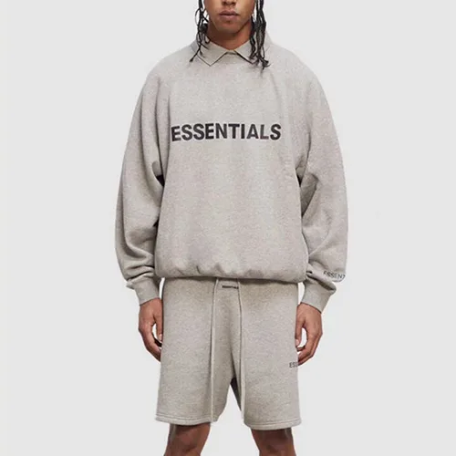 FEAR OF GOD FOG ESSENTIALS 複線高街男女胸前壓膠字母抓絨反光圓領衛衣 FEAR OF GOD FOG ESSENTIALS 複線高街男女胸前壓膠字母抓絨反光圓領衛衣