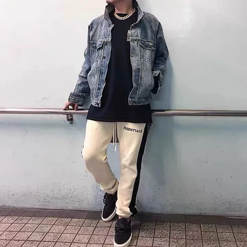 FEAR OF GOD FOG ESSENTIALS 複線加州條紋拼接束腳衛褲運動長褲
