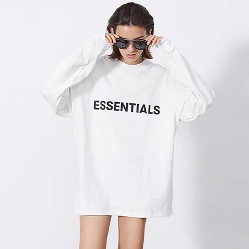 FOG FEAR OF GOD 複線 ESSENTIALS 立體硅膠字母高街男女寬鬆長袖T恤