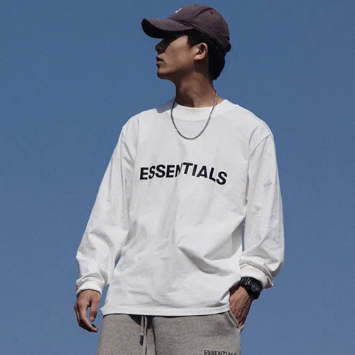 FOG FEAR OF GOD 複線 ESSENTIALS 立體硅膠字母高街男女寬鬆長袖T恤