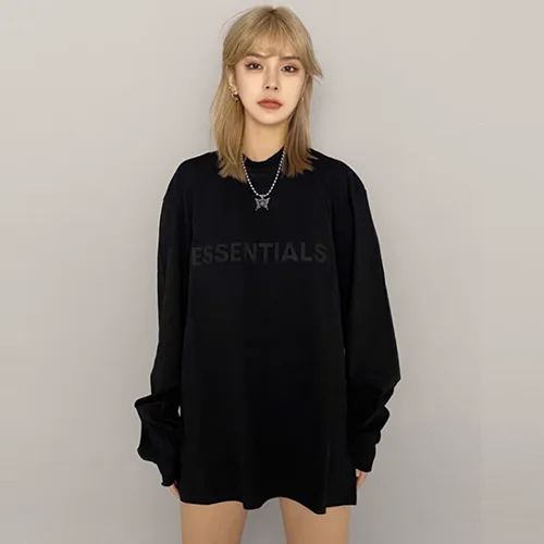 FOG FEAR OF GOD 複線 ESSENTIALS 立體硅膠字母高街男女寬鬆長袖T恤