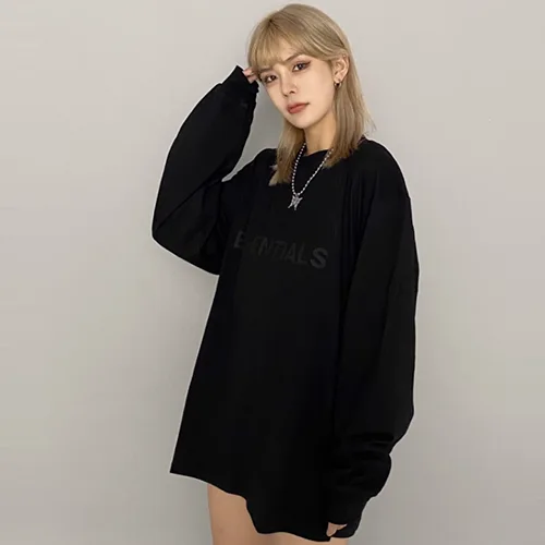 FOG FEAR OF GOD 複線 ESSENTIALS 立體硅膠字母高街男女寬鬆長袖T恤