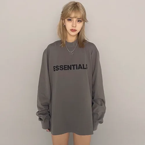 FOG FEAR OF GOD 複線 ESSENTIALS 立體硅膠字母高街男女寬鬆長袖T恤