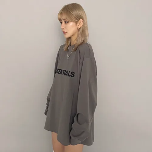 FOG FEAR OF GOD 複線 ESSENTIALS 立體硅膠字母高街男女寬鬆長袖T恤