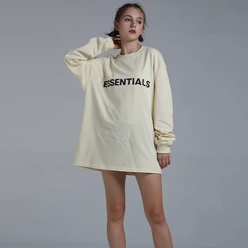 FOG FEAR OF GOD 複線 ESSENTIALS 立體硅膠字母高街男女寬鬆長袖T恤
