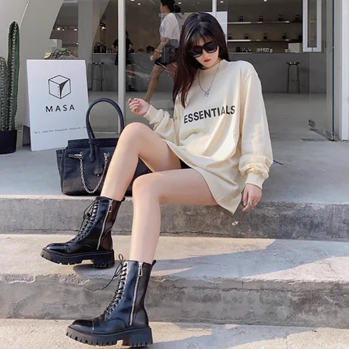 FOG FEAR OF GOD 複線 ESSENTIALS 立體硅膠字母高街男女寬鬆長袖T恤