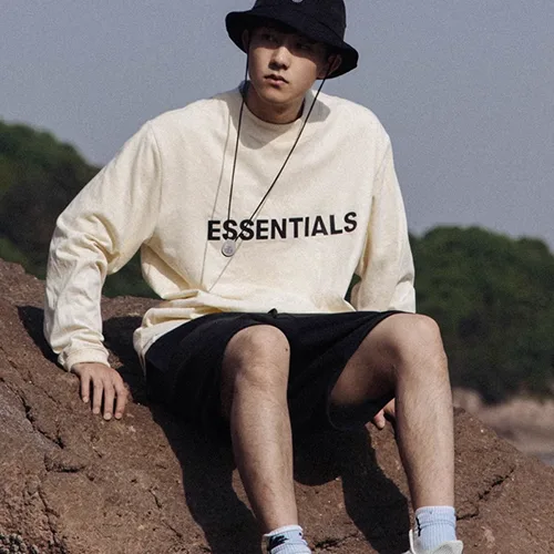 FOG FEAR OF GOD 複線 ESSENTIALS 立體硅膠字母高街男女寬鬆長袖T恤