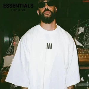 FEAR OF GOD FOG 複線 ESSENTIALS 三條槓硅膠男女同款短袖T恤