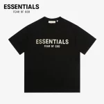 FOG ESSENTIALS 男女矽膠字母寬鬆純棉圓領短袖T恤 黑色