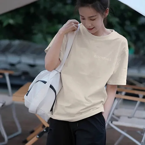 FOG FEAR OF GOD 複線 ESSENTIALS 胸口小標字母男女圓領短袖T恤