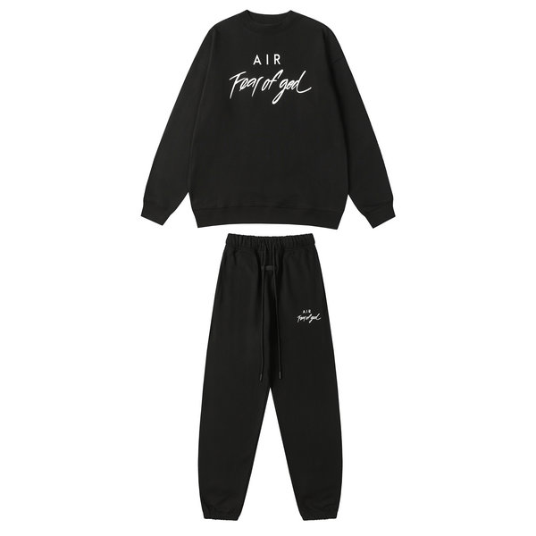 FEAR OF GOD ESSENTIALS LOGO美式潮牌情侶圓領衛衣套裝 黑色/ 灰色 - ESSENTIALS 衣服代購-FEAR ...