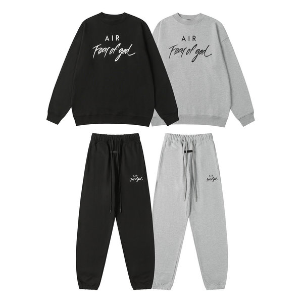 FEAR OF GOD ESSENTIALS LOGO美式潮牌情侶圓領衛衣套裝 黑色/ 灰色 - ESSENTIALS 衣服代購-FEAR ...