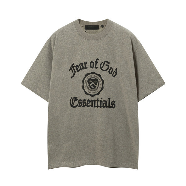 FEAR OF GOD FOG ESSENTIALS 複線高街男女重磅徽標短袖T恤 深麥灰