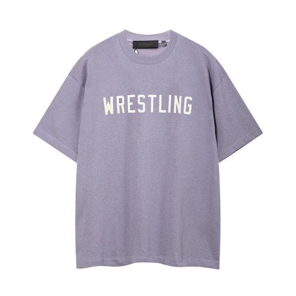 FOG FEAR OF GOD 複線 ESSENTIALS WRESTLING 美式高街男女單排字母純棉短袖T恤 薰衣草紫