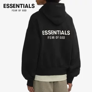 FEAR OF GOD ESSENTIALS 男女背標加絨雙拉鍊連帽外套 黑色