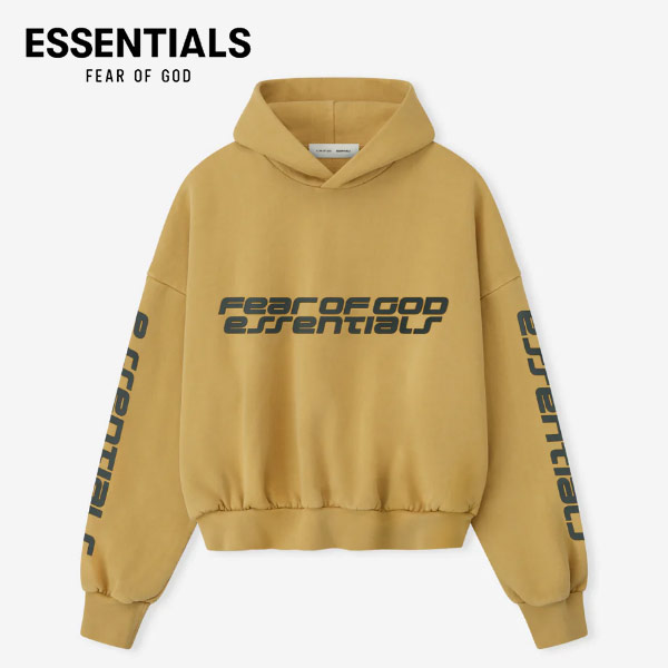 FEAR OF GOD 複線 ESSENTIALS 高街男女加絨款雙排字母雙袖圖案寬鬆落肩連帽衛衣 FEAR OF GOD 複線 ESSENTIALS 高街男女加絨款雙排字母雙袖圖案寬鬆落肩連帽衛衣