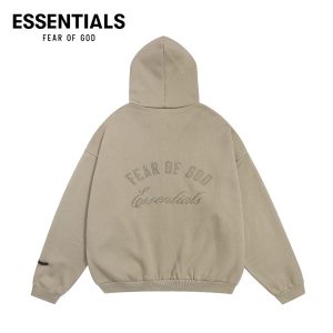 FEAR OF GOD ESSENTIALS 複線高街男女休閒寬鬆刺繡花體字母拉鍊開衫連帽外套