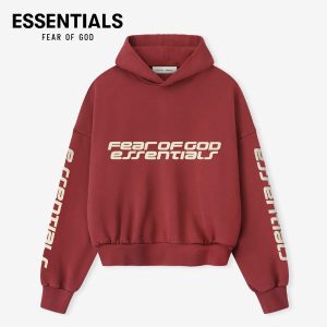 FEAR OF GOD 複線 ESSENTIALS 高街男女加絨款雙排字母雙袖圖案寬鬆落肩連帽衛衣